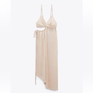 ZARA Cut Out Rope Maxi Dress in Sand M